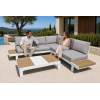 Aluminium Outdoor Sofa Set | L-Shape Corner Garden Sofa with Slatted Coffee Table for Hotel Terrace Patio