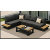 Aluminium Outdoor Sofa Set | L-Shape Corner Garden Sofa with Slatted Coffee Table for Hotel Terrace Patio