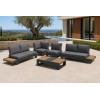 Aluminium Outdoor Sofa Set | L-Shape Corner Garden Sofa with Slatted Coffee Table for Hotel Terrace Patio