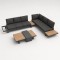 Aluminium Outdoor Sofa Set | L-Shape Corner Garden Sofa with Adjustable Backrest & Wood-Top Coffee Table