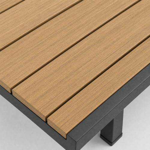 Aluminium Outdoor Sofa Set | L-Shape Corner Garden Sofa with Adjustable Backrest & Wood-Top Coffee Table