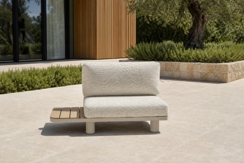 Curved Modular Aluminium Outdoor Sofa Set | Cream Cushion Round Garden Lounge for Villa Courtyard Hotel Terrace