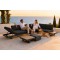 Aluminium Outdoor Sofa Set | L-Shape Corner Garden Sofa with Adjustable Backrest & Wood-Top Coffee Table