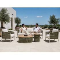 Rope Weave Aluminium Outdoor Sofa Set | 5-Piece Garden Lounge with Round Coffee Tables for Villa Terrace Hotel Poolside