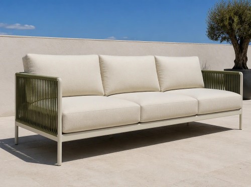 Rope Weave Aluminium Outdoor Sofa Set | 5-Piece Garden Lounge with Round Coffee Tables for Villa Terrace Hotel Poolside