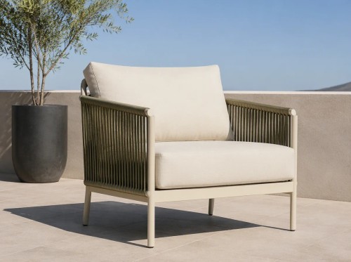 Rope Weave Aluminium Outdoor Sofa Set | 5-Piece Garden Lounge with Round Coffee Tables for Villa Terrace Hotel Poolside