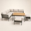 5-Piece Rope-Weave Aluminium Outdoor Sofa Set | Three-Seater, Two-Seater, Two Footstools & Wood-Top Coffee Table