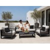 Aluminium Outdoor Sofa Set | 4-Piece Garden Lounge with Slatted Coffee Table for Villa Courtyard Hotel Terrace Rooftop