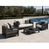 Aluminium Outdoor Sofa Set | 4-Piece Garden Lounge with Slatted Coffee Table for Villa Courtyard Hotel Terrace Rooftop