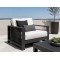 Aluminium Outdoor Sofa Set | 4-Piece Garden Lounge with Slatted Coffee Table for Villa Courtyard Hotel Terrace Rooftop
