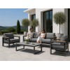 Aluminium Outdoor Sofa Set | 4-Piece Garden Lounge with Wood-Look Arms for Villa Patio Hotel Terrace Poolside