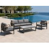 Aluminium Outdoor Sofa Set | 4-Piece Garden Lounge with Wood-Look Arms for Villa Patio Hotel Terrace Poolside