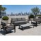 Aluminium Outdoor Sofa Set | 4-Piece Garden Lounge with Wood-Look Arms for Villa Patio Hotel Terrace Poolside