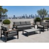 Aluminium Outdoor Sofa Set | 4-Piece Garden Lounge with Wood-Look Arms for Villa Patio Hotel Terrace Poolside