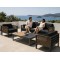 Aluminium Outdoor Sofa Set | 4-Piece Garden Lounge with Wood-Slat Panels for Villa Terrace Hotel Poolside
