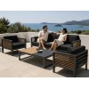 Aluminium Outdoor Sofa Set | 4-Piece Garden Lounge with Wood-Slat Panels for Villa Terrace Hotel Poolside