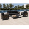 Aluminium Outdoor Sofa Set | 4-Piece Garden Lounge with Wood-Slat Panels for Villa Terrace Hotel Poolside