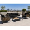 Aluminium Outdoor Sofa Set | 4-Piece Garden Lounge with Wood-Slat Panels for Villa Terrace Hotel Poolside