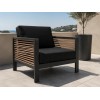 Aluminium Outdoor Sofa Set | 4-Piece Garden Lounge with Wood-Slat Panels for Villa Terrace Hotel Poolside