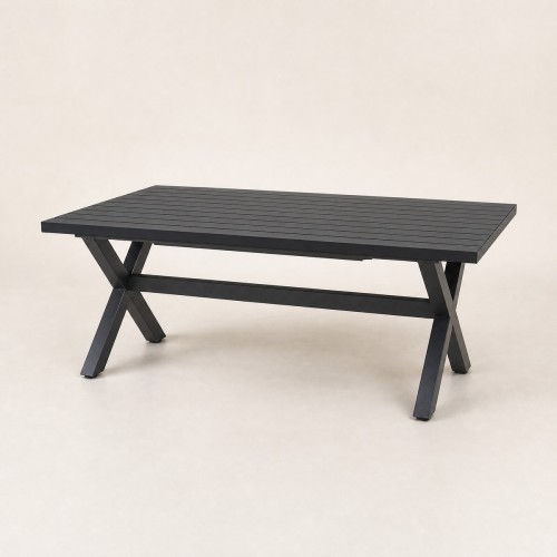 Aluminium Slat Extendable Outdoor Dining Table | 220 cm Extending to 280 cm, X-Frame Garden Table