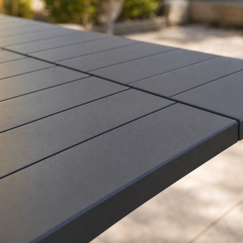 Aluminium Slat Extendable Outdoor Dining Table | 220 cm Extending to 280 cm, X-Frame Garden Table