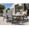 Outdoor Dining Armchair with Adjustable Back | Grey Fabric High-Back Patio Chair for Terrace Garden Hotel