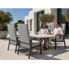 Outdoor Dining Armchair with Adjustable Back | Grey Fabric High-Back Patio Chair for Terrace Garden Hotel