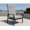 Outdoor Dining Armchair with Adjustable Back | Grey Fabric High-Back Patio Chair for Terrace Garden Hotel