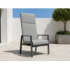 Outdoor Dining Armchair with Adjustable Back | Grey Fabric High-Back Patio Chair for Terrace Garden Hotel