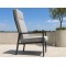 Outdoor Dining Armchair with Adjustable Back | Grey Fabric High-Back Patio Chair for Terrace Garden Hotel
