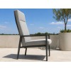 Outdoor Dining Armchair with Adjustable Back | Grey Fabric High-Back Patio Chair for Terrace Garden Hotel