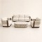 Aluminium Swivel Lounge Set | Three-Seater, Two Swivel Armchairs & Braided Stone-Top Coffee Table