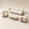 Aluminium Swivel Lounge Set | Three-Seater, Two Swivel Armchairs & Braided Stone-Top Coffee Table