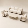 Aluminium Swivel Lounge Set | Three-Seater, Two Swivel Armchairs & Braided Stone-Top Coffee Table
