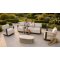 Aluminium Swivel Lounge Set | Three-Seater, Two Swivel Armchairs & Braided Stone-Top Coffee Table