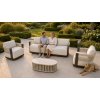 Aluminium Swivel Lounge Set | Three-Seater, Two Swivel Armchairs & Braided Stone-Top Coffee Table