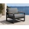 Aluminium Corner Sofa Set | 6-Piece Teak-Arm Outdoor Lounge with Half-Height Table for Villa Deck Hotel Terrace