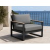 Aluminium Corner Sofa Set | 6-Piece Teak-Arm Outdoor Lounge with Half-Height Table for Villa Deck Hotel Terrace