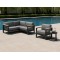 Aluminium Corner Sofa Set | 6-Piece Teak-Arm Outdoor Lounge with Half-Height Table for Villa Deck Hotel Terrace