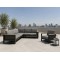 Aluminium Corner Sofa Set | 6-Piece Teak-Arm Outdoor Lounge with Half-Height Table for Villa Deck Hotel Terrace