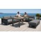 Aluminium Corner Sofa Set | 6-Piece Teak-Arm Outdoor Lounge with Half-Height Table for Villa Deck Hotel Terrace