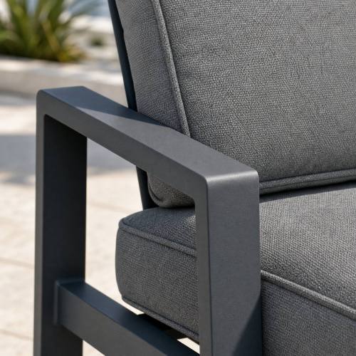 Aluminium Five-Piece Outdoor Lounge Set | Three-Seater, Two Armchairs, Coffee Table & Slatted Bench