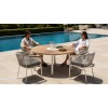 120cm Round Outdoor Dining Table | Sunburst Slat Top Garden Table for Patio Terrace Hotel Restaurant