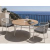 120cm Round Outdoor Dining Table | Sunburst Slat Top Garden Table for Patio Terrace Hotel Restaurant