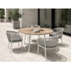 120cm Round Outdoor Dining Table | Sunburst Slat Top Garden Table for Patio Terrace Hotel Restaurant