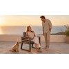 All-Aluminium Knock-Down Garden Armchair | Outdoor Dining Chair with Wood Slat Armrests