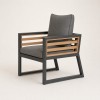 All-Aluminium Knock-Down Garden Armchair | Outdoor Dining Chair with Wood Slat Armrests