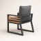 All-Aluminium Knock-Down Garden Armchair | Outdoor Dining Chair with Wood Slat Armrests