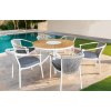 120cm Round Outdoor Dining Table | Sunburst Slat Top Garden Table for Patio Terrace Hotel Restaurant
