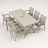 7-Piece Outdoor Dining Set | Aluminium PSPC Board Table with Six Rope Weave Chairs